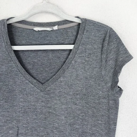 Athleta Dress Womens Small Gray Topanga Ruched T Shirt Stretch V Neck Casual - Picture 2 of 12